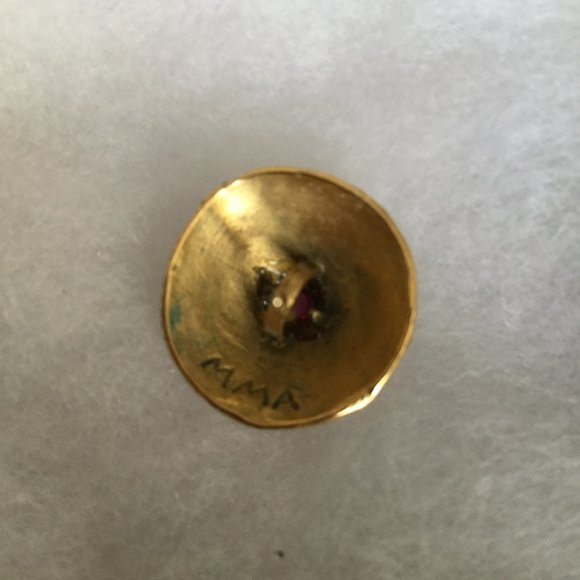 MMA Gold Tone and Red Stone Earrings - Picture 2 of 2